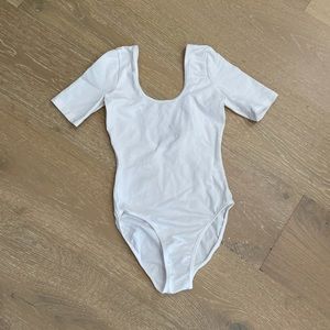 Cotton Spandex Short Sleeve Scoop Back Bodysuit